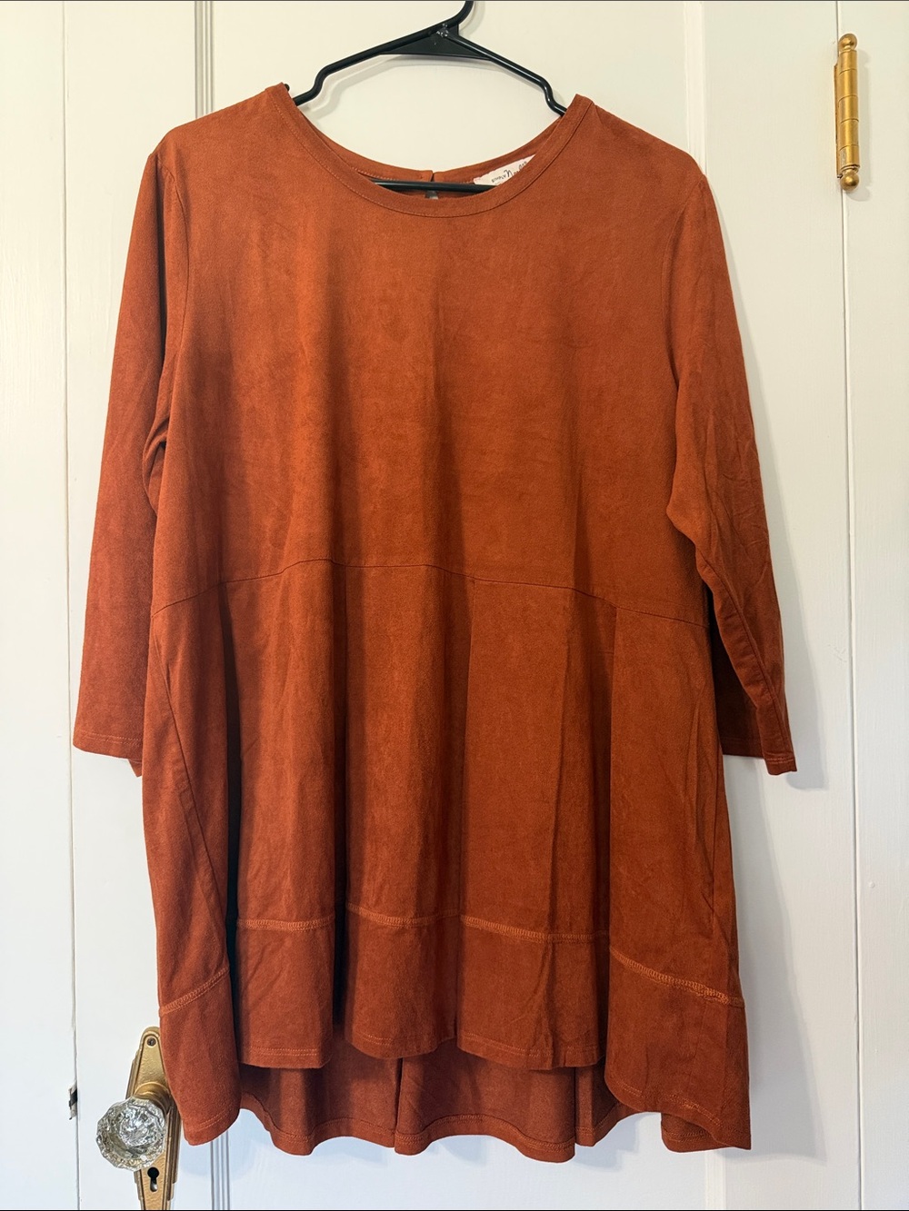 Simply Noelle Burnt Orange Suede-Look Top